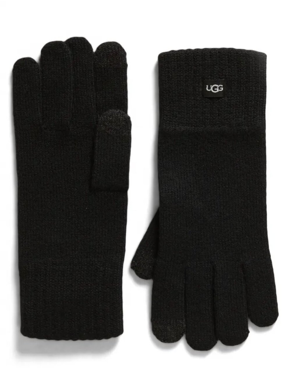 UGG AUSTRALIA Touchscreen Compatible Knit Gloves in Black One Size